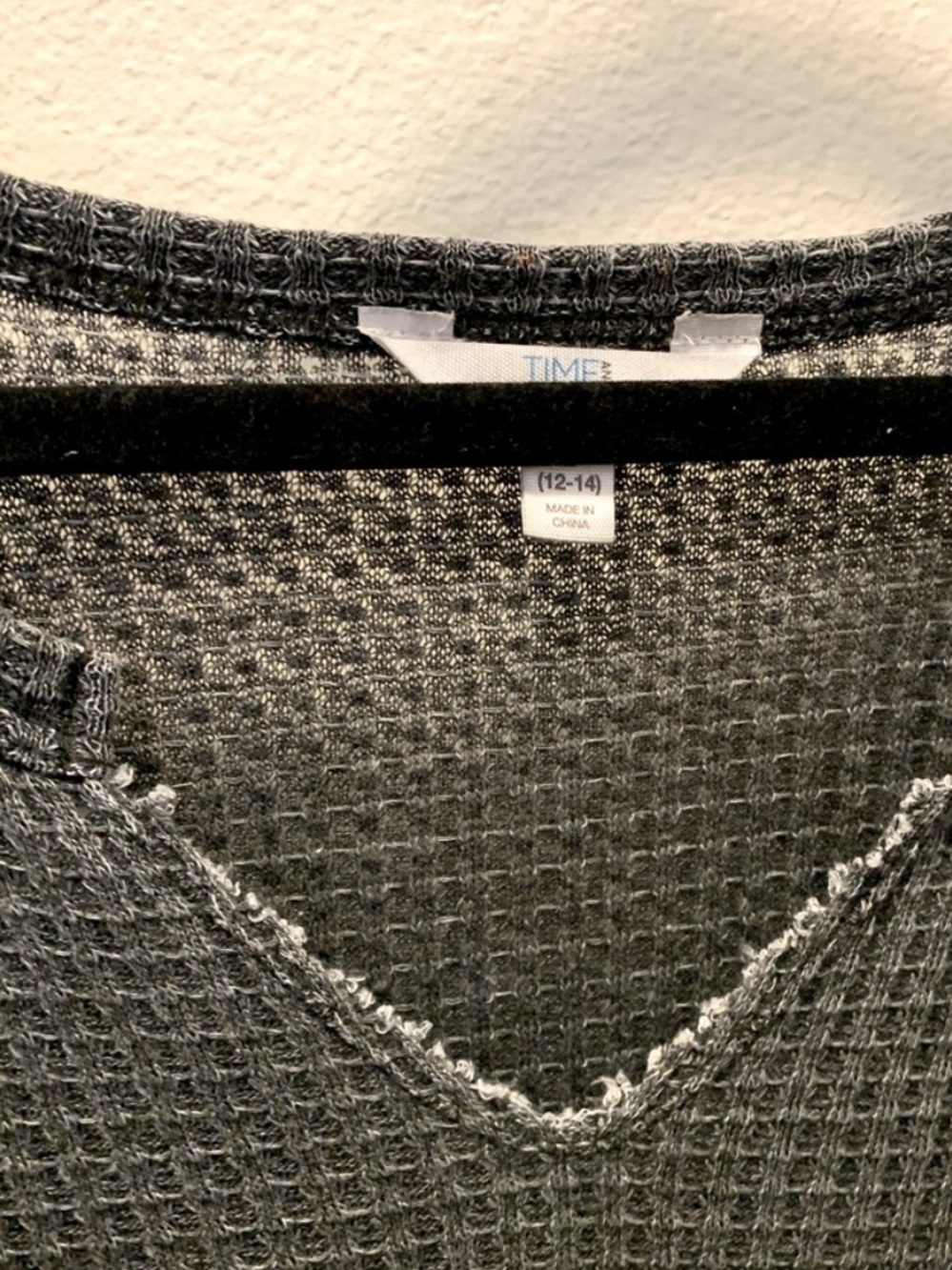 Waffle Knit Peplum Long Sleeve Top - Charcoal Size Large - Picture 4 of 6